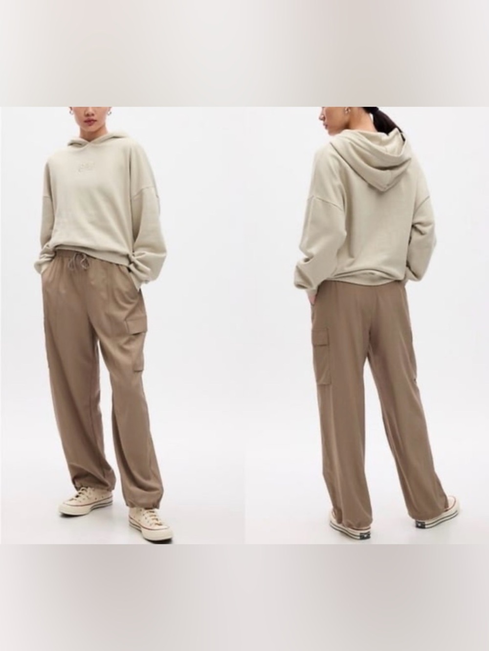 GAP Fit RUNAROUND PARACHUTE pants; BROWN-TAUPE; size LARGE; loose fit; cargo